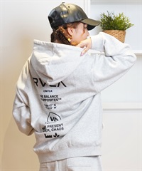 RVCA ルーカ パーカー ジップアップ レディース スウェット フーディー バックプリント 裏起毛 BE044-P03 ムラサキスポーツ限定(GRY-M)