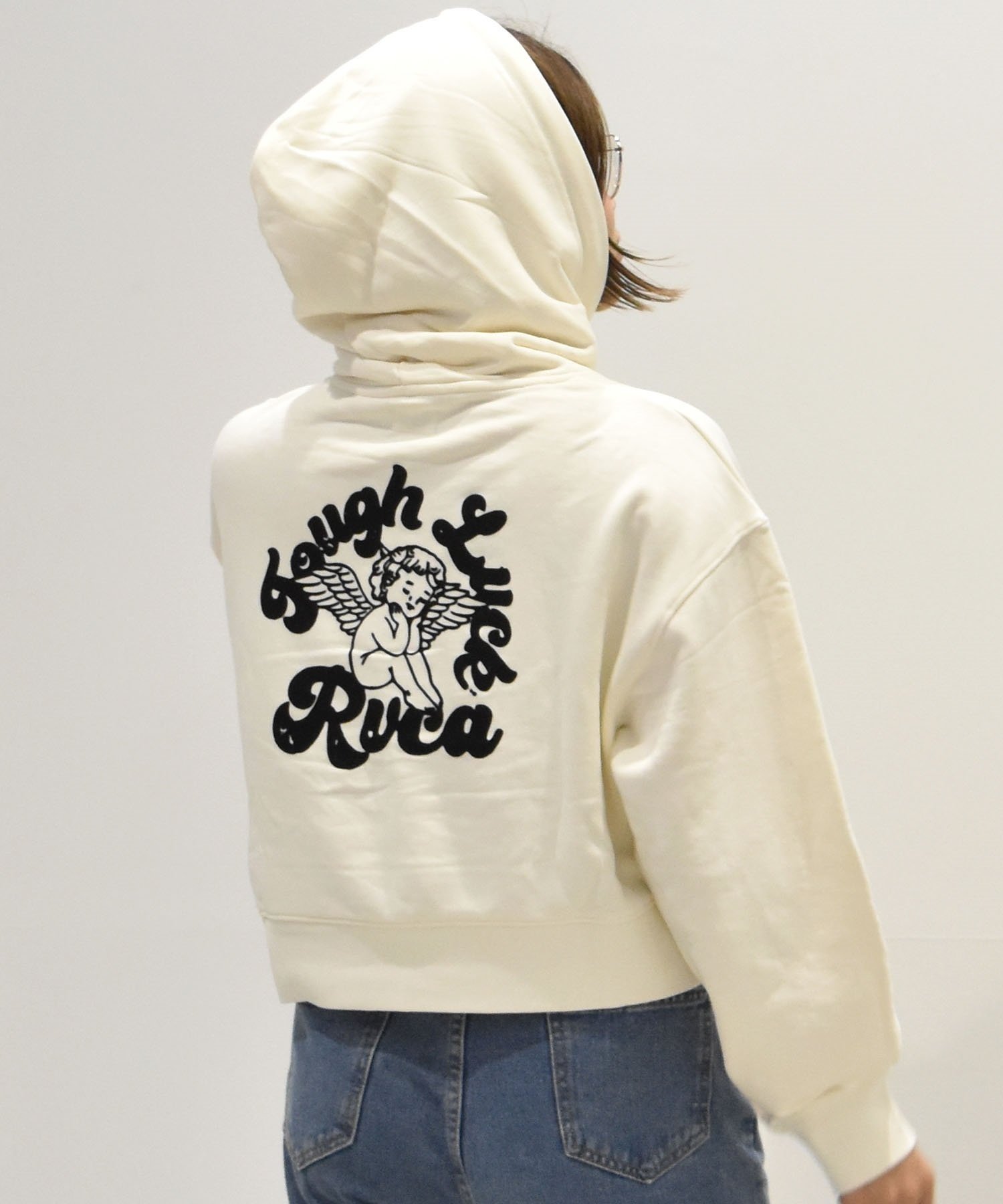 RVCA ルーカ パーカー レディース クロップド丈 バックプリント セットアップ対応 BE044-015(CLO-S)