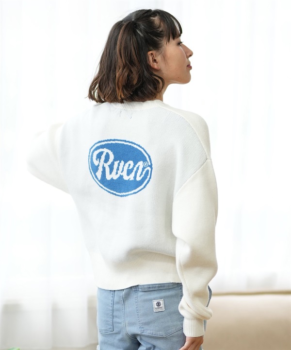 RVCA ルーカ ニット レディース セーター クルーネック クロップド丈 バックプリント BE044-P04 ムラサキスポーツ限定