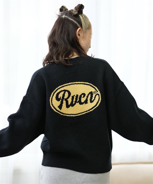 RVCA ルーカ ニット レディース セーター クルーネック クロップド丈 バックプリント BE044-P04 ムラサキスポーツ限定