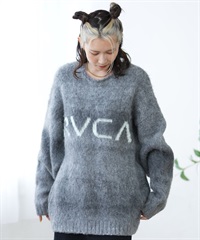 RVCA ルーカ ニット レディース セーター クルーネック フロントロゴ グラデーション ビッグシルエット BE044-652(BLK-S)