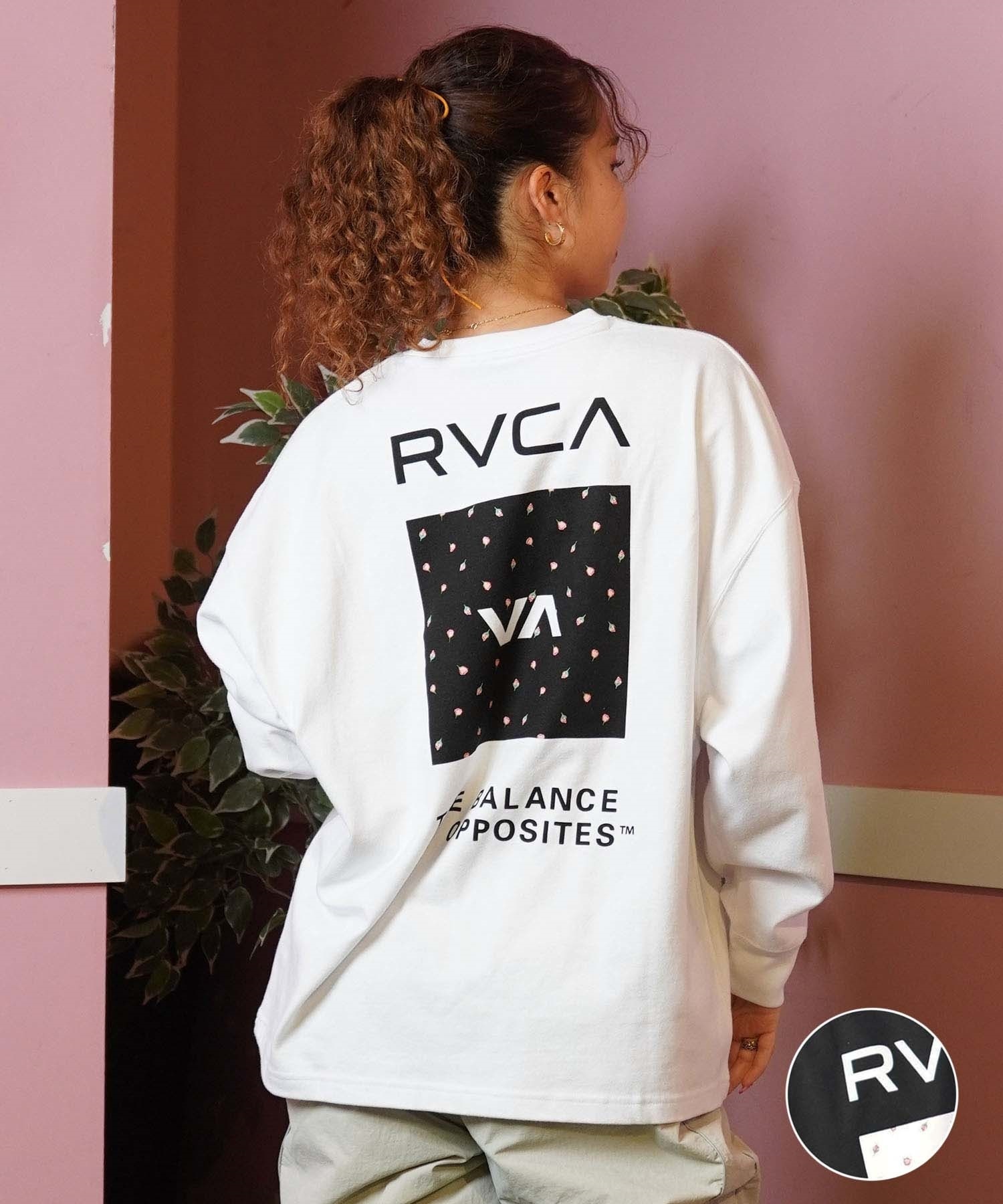 RVCA ルーカ 長袖 Tシャツ レディース VA バックプリント ロンT 小花柄 ムラサキスポーツ限定 BE044-P52(WHT-S)