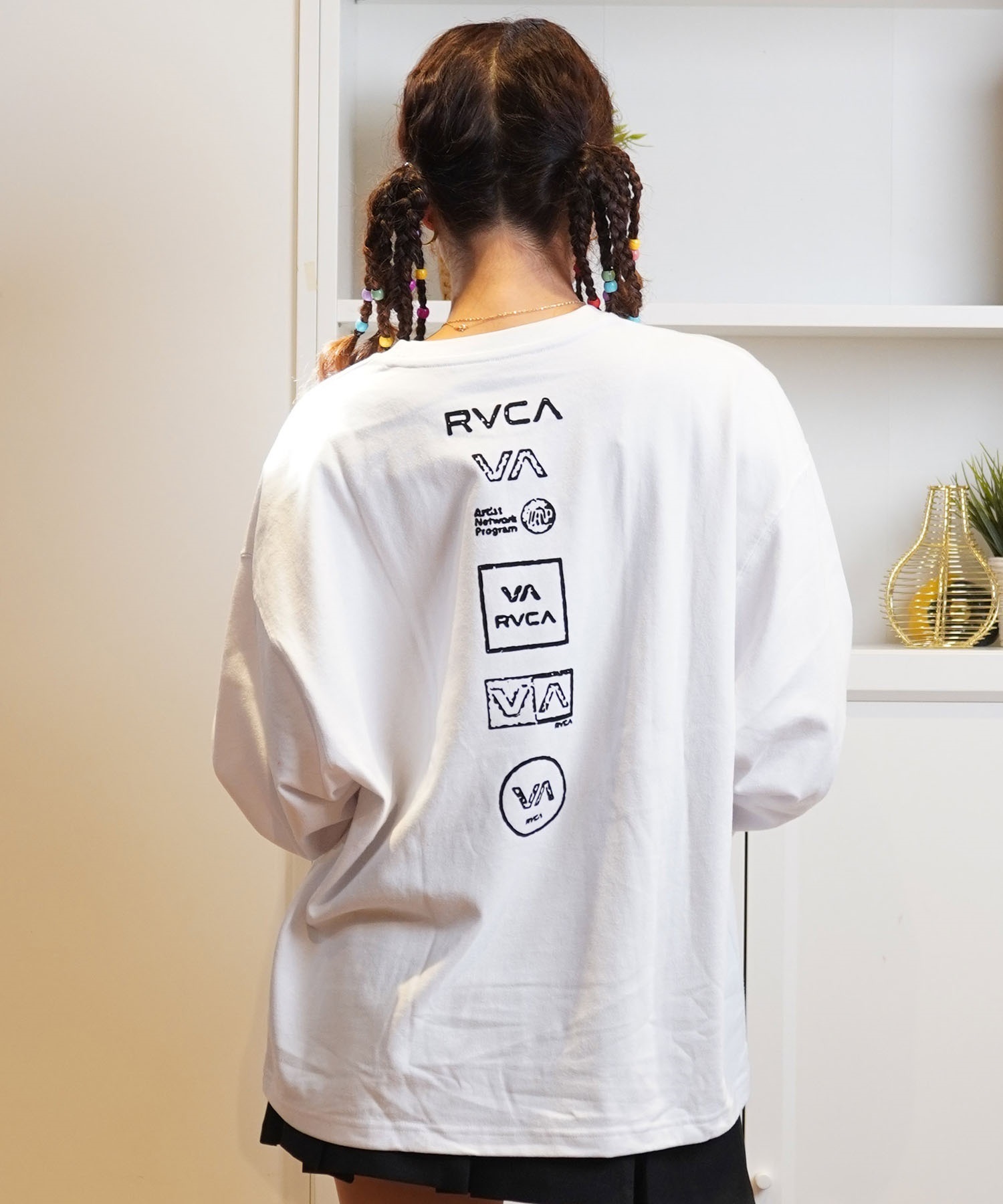 RVCA ルーカ 長袖 Tシャツ レディース バックプリント ロンT ムラサキスポーツ限定 BE044-P51(WHT-S)