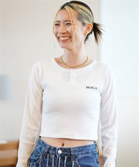 RVCA ルーカ 長袖 Tシャツ レディース ロンT ショート丈 ワンポイント BE044-050(WHT-S)