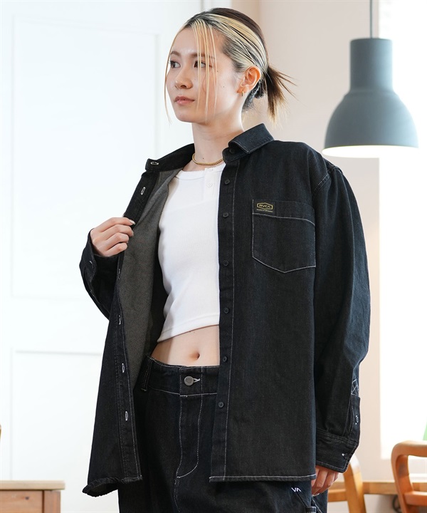 RVCA ルーカ 長袖シャツ レディース デニムシャツ BE044-106