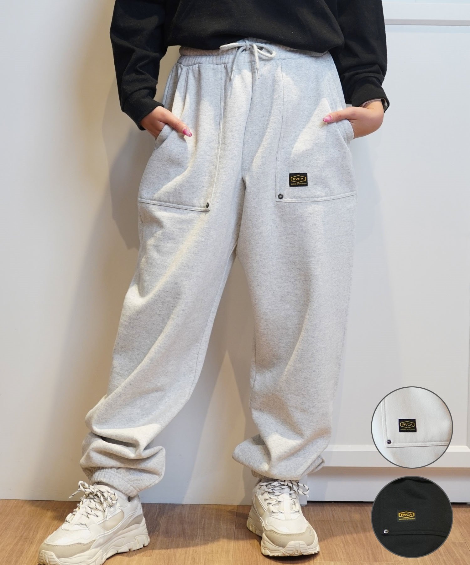 RVCA ルーカ スウェットパンツ レディース ロングパンツ セットアップ対応 RECESSION SWEATPANTS BE044-717(GRY-S)