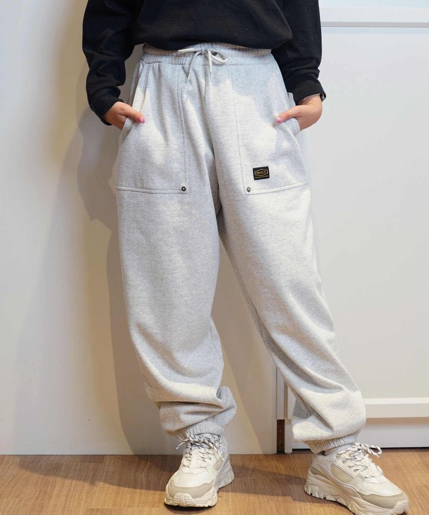 RVCA ルーカ スウェットパンツ レディース ロングパンツ セットアップ対応 RECESSION SWEATPANTS BE044-717(GRY-S)