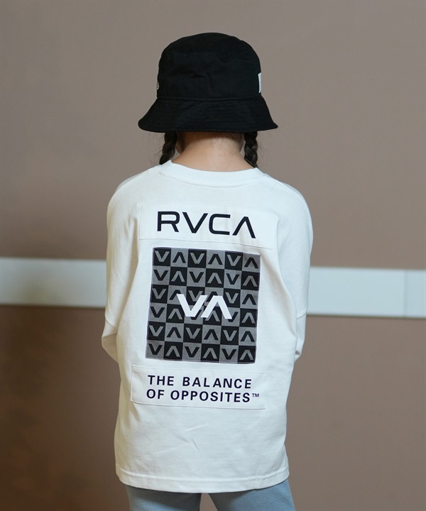 RVCA ルーカ Tシャツ キッズ 長袖 ロンT ロゴ チェッカー柄 バックプリント 親子コーデ BE046-060