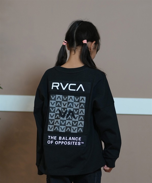 RVCA ルーカ Tシャツ キッズ 長袖 ロンT ロゴ チェッカー柄 バックプリント 親子コーデ BE046-060