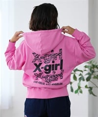 X-girl エックスガール パーカー ジップアップ レディース ロゴ バックプリント 裏毛 105243012025 ムラサキスポーツ限定(PK-M)