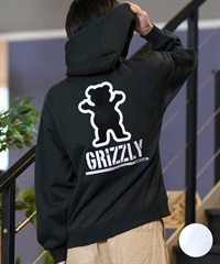 GRIZZLY グリズリー パーカー プルオーバー メンズ スウェット フーディー バックプリント リラックスフィット 裏起毛 24G3306(BLK-M)