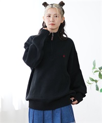 BEVERY HILLS P.C ビバリーヒルズポロクラブ セーター レディース ハーフジップ ニット ワンポイント 4422-5751(49BL-L)