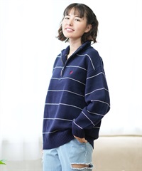 BEVERY HILLS P.C ビバリーヒルズポロクラブ セーター レディース ハーフジップ ニット ワンポイント 4422-5751(91NA-L)