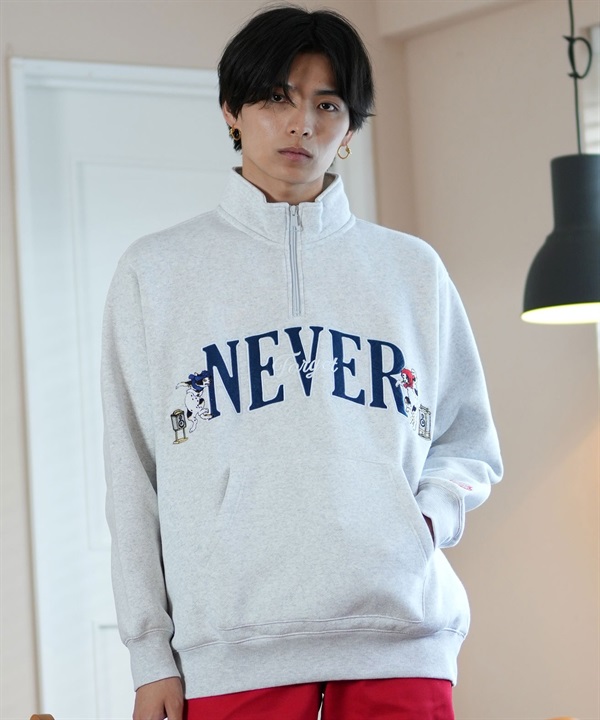 FORGET NEVER フォーゲットネバー ハーフジップトレーナー ビックシルエット 244OO1TR090FN	ムラサキスポーツ限定