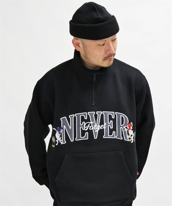 FORGET NEVER フォーゲットネバー ハーフジップトレーナー ビックシルエット 244OO1TR090FN	ムラサキスポーツ限定