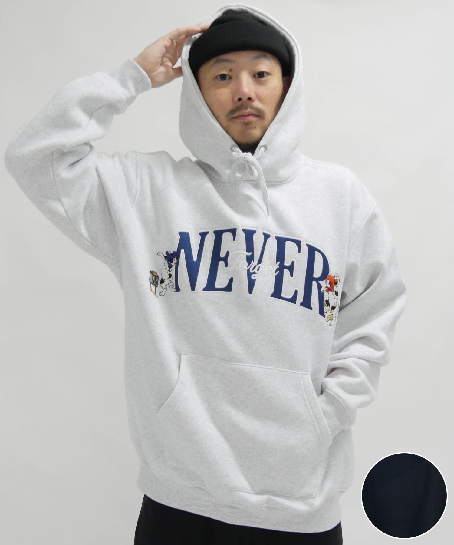 FORGET NEVER フォーゲットネバー メンズ パーカー 244OO1PK057FN ムラサキスポーツ限定(WHT-M)