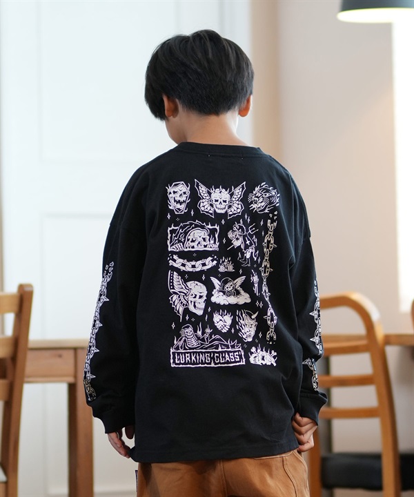 LURKING CLASS ラーキングクラス Tシャツ キッズ 長袖 ロンT バックプリント 親子コーデ ST24FTM02K ムラサキスポーツ限定