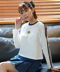 LOVE BOATラブボート 長袖 Tシャツ レディース ロンT ショート丈 ワンポイント ロゴ 袖ライン LB-LST10(WH-M)