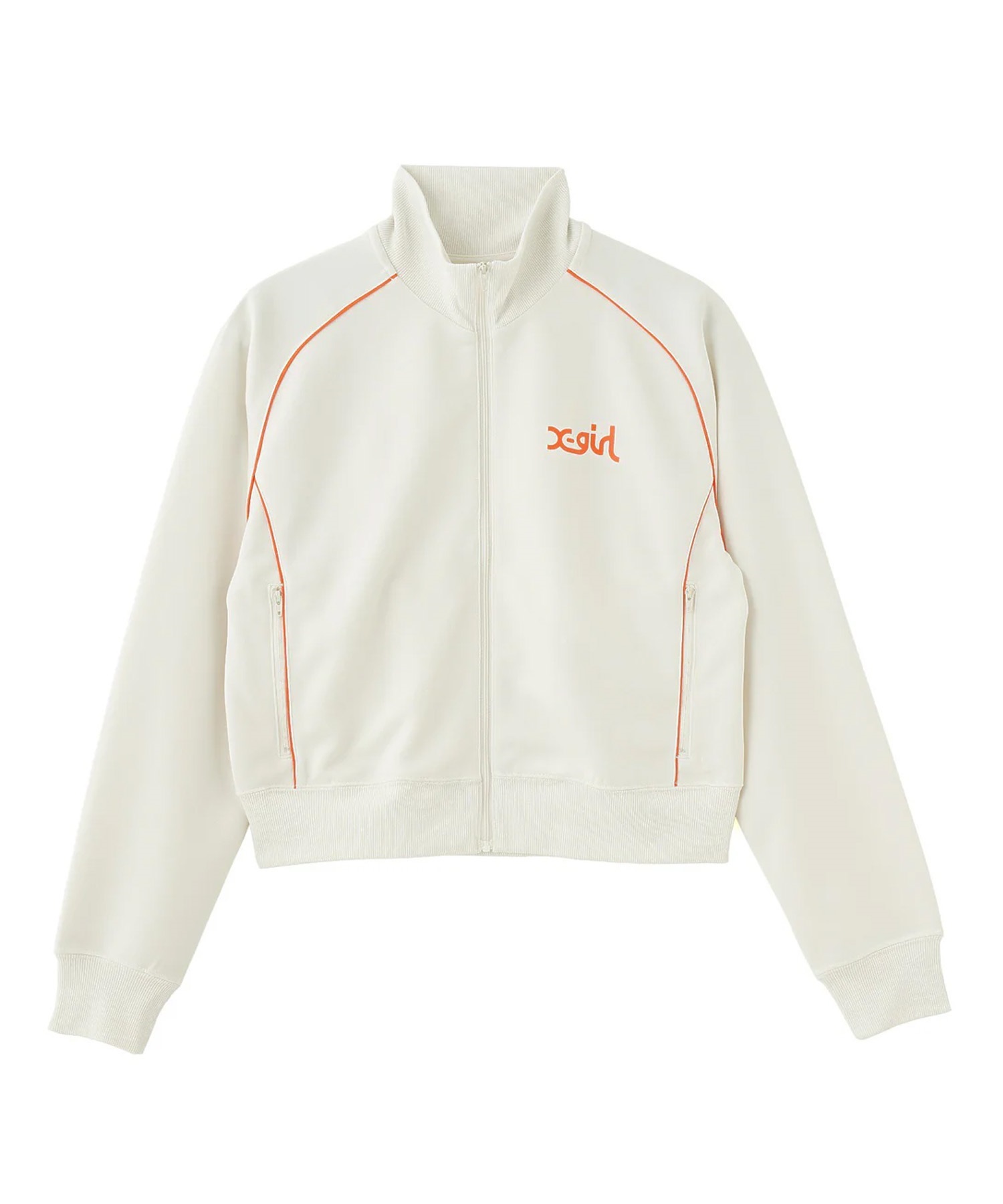 X-girl SPORTSエックスガールスポーツ アウター レディース トラックジャケット ショート丈 吸水速乾 UVカット SHORT TRACK JACKET 155251021004(WHITE-M)