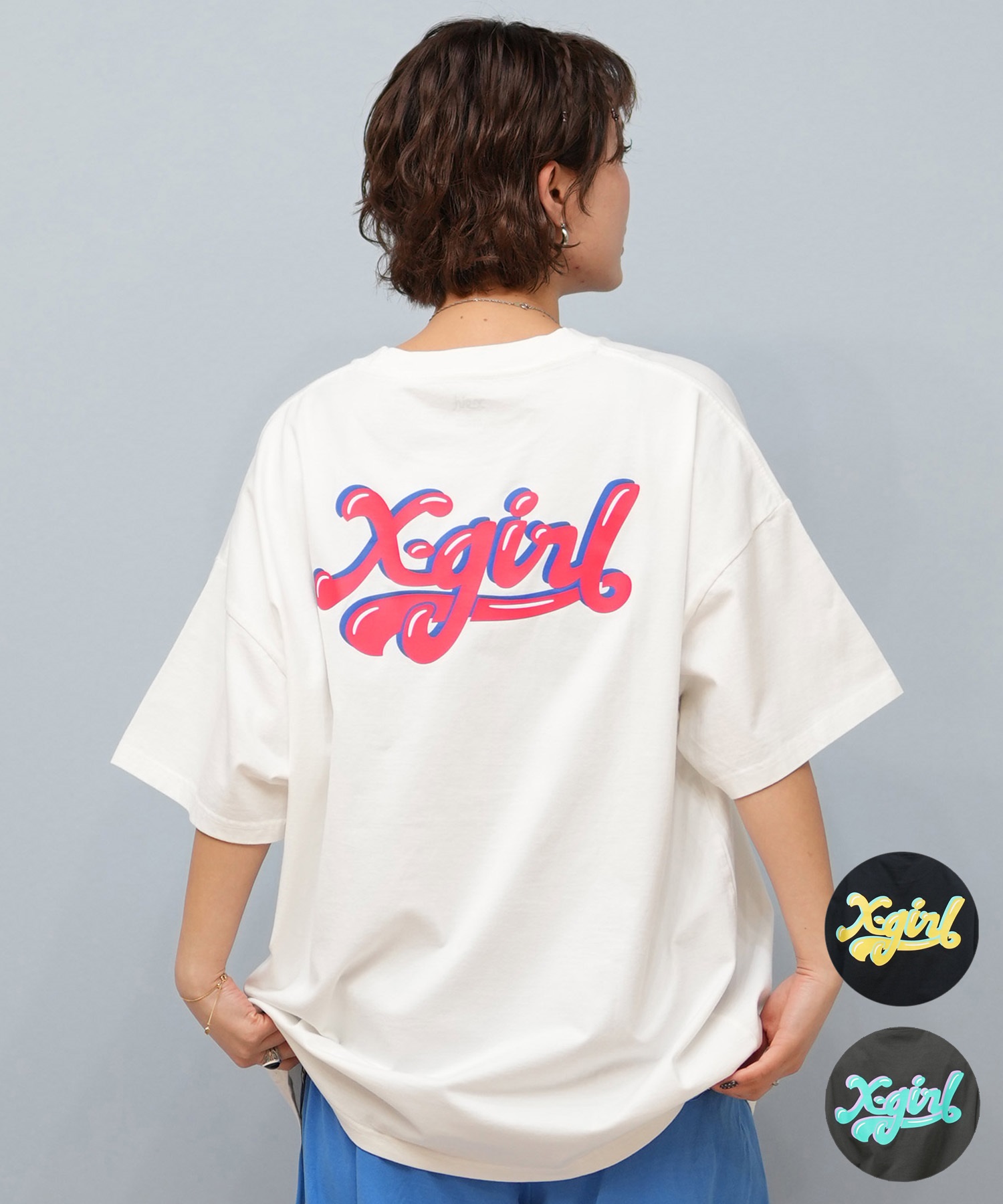 X-girl エックスガール 半袖 Tシャツ レディース バックプリント オーバーサイズ JELLY LOGO S S BIG TEE 105251011028(WHITE-S)