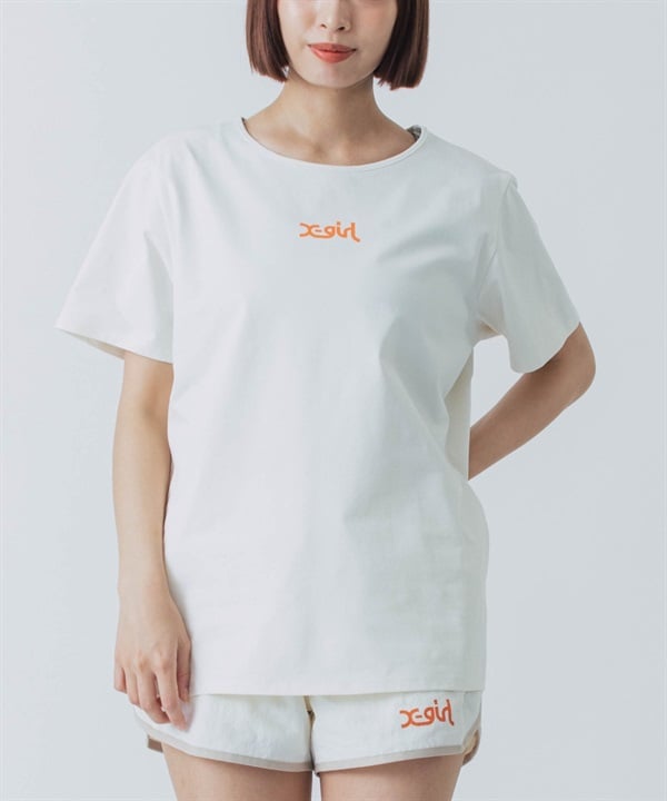 X-girl SPORTSエックスガールスポーツ半袖 Tシャツ レディース UVカット 吸水速乾 接触冷感 155251013006(WHITE-M)