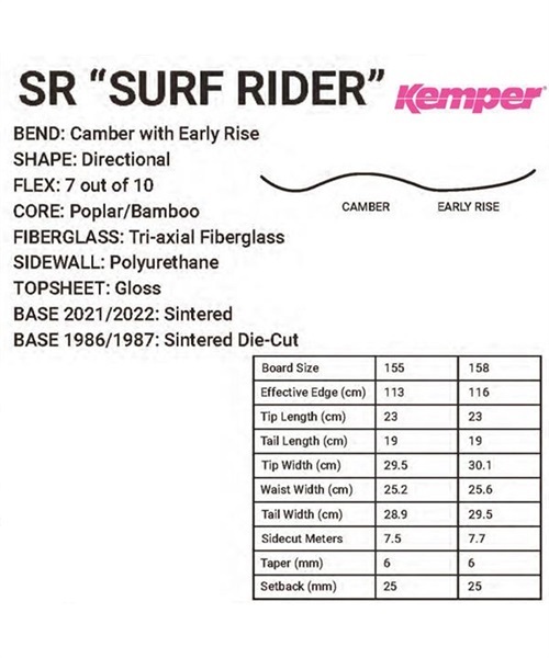 スノーボード 板 KEMPER ケンパー SURF RIDER サーフライダー 2021