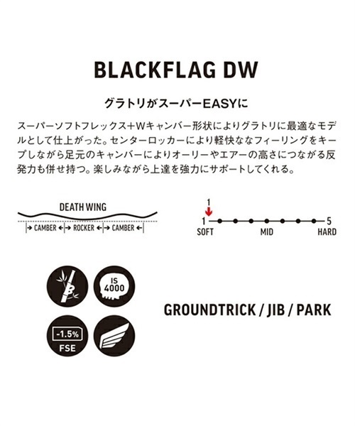 スノーボード 板 DEATH LABEL デスレーベル BLACK FLAG DW ブラック 