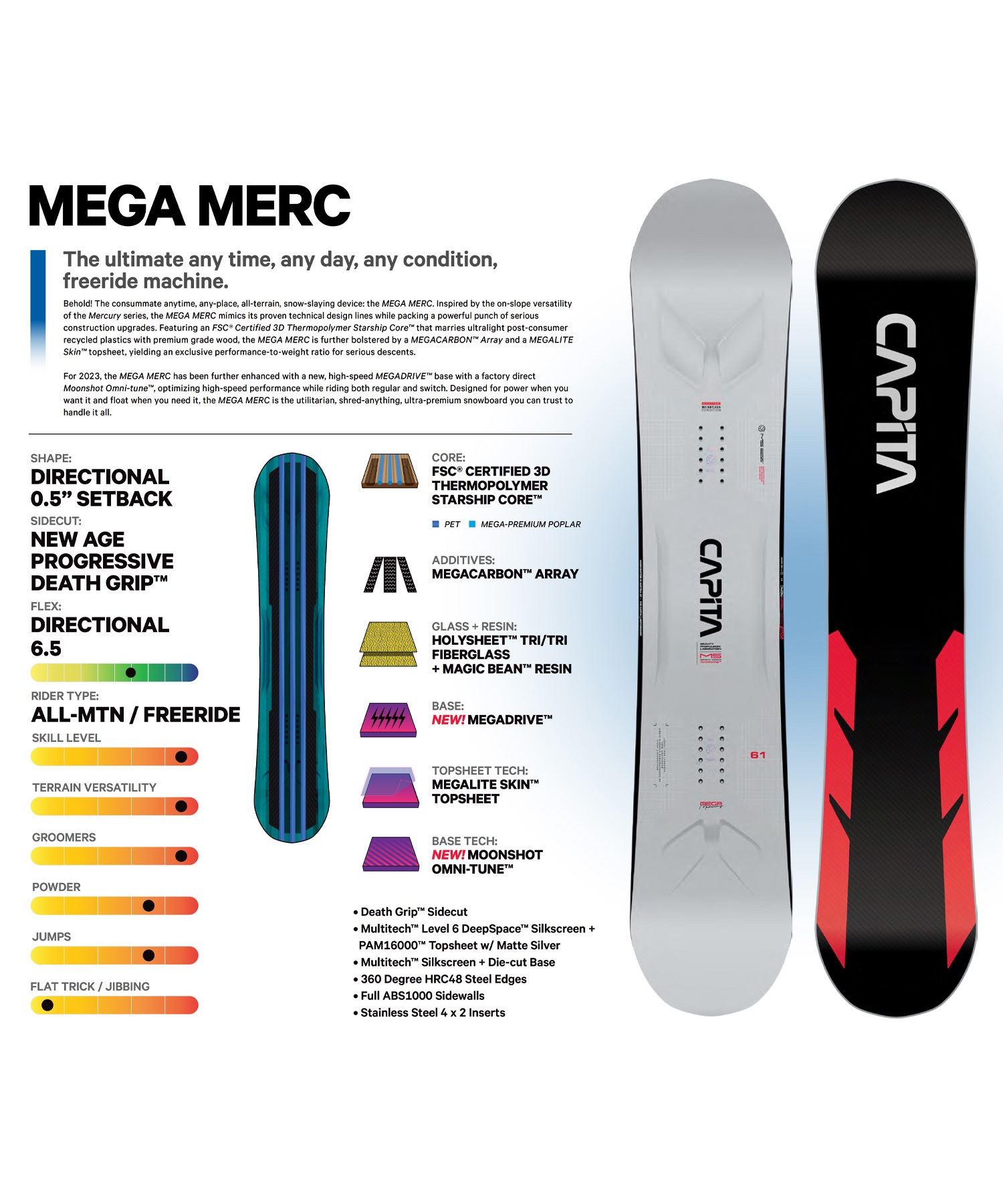 スノーボード 板 メンズ CAPITA キャピタ MEGA MERCURY 23-24モデル