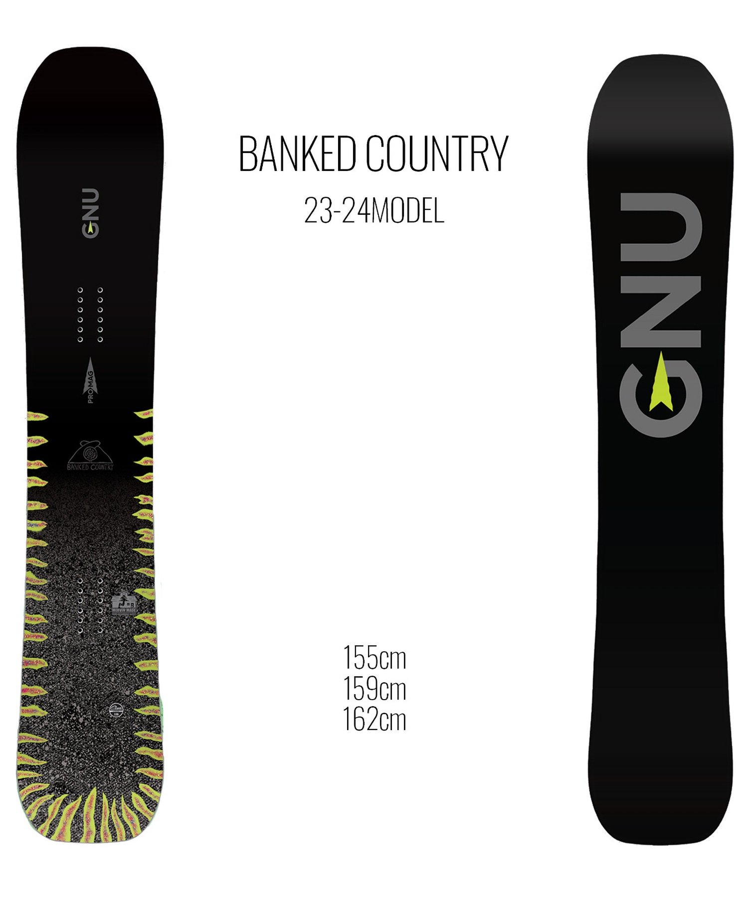 スノーボード 板 メンズ GNU グヌー BANKEDCOUNTRY 23-24モデル ムラサキスポーツ KK B24(BLACK-155cm)