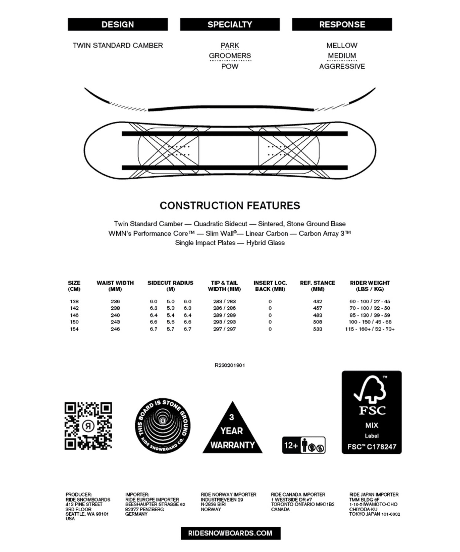 スノーボード 板 レディース RIDE ライド SATURDAY 23-24モデル ムラサキスポーツ KK C2 スノーボード  板｜ムラサキスポーツオンラインストア 通販