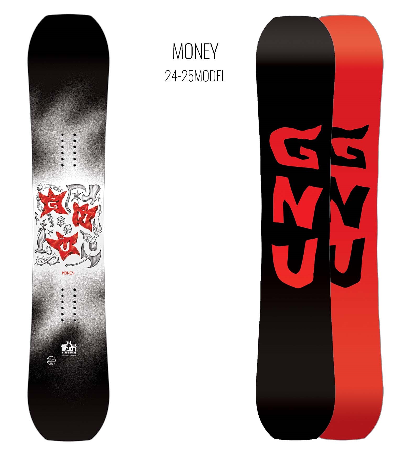 【早期購入】GNU グヌー スノーボード 板 メンズ MONEY ムラサキスポーツ 24-25モデル LL A26(BKWT-144cm)