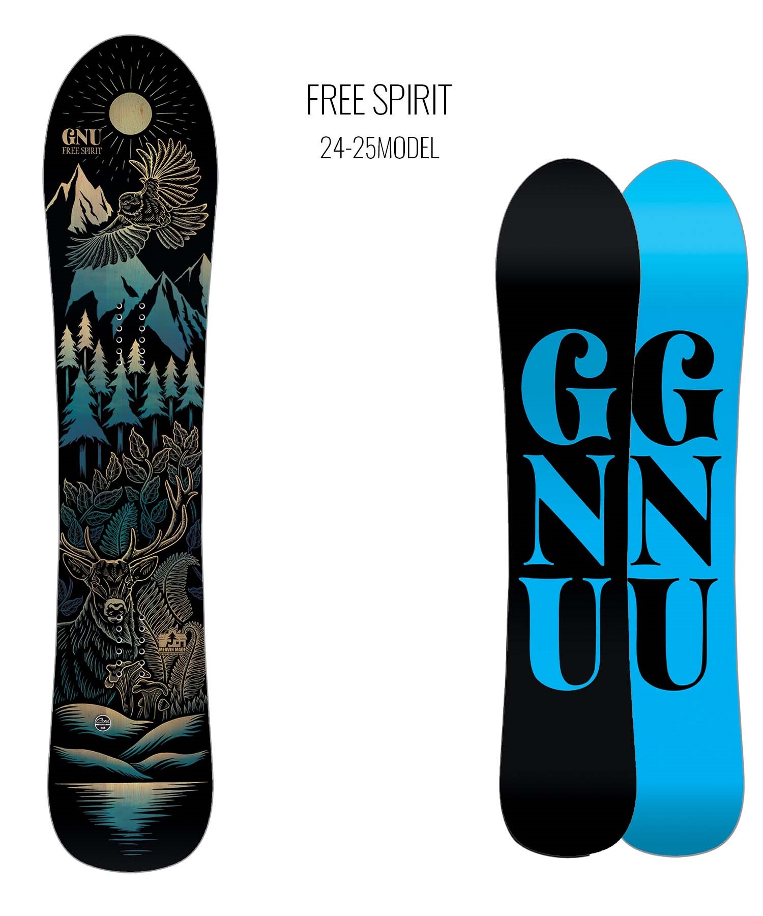 snowboardスノーボード　板　GNU パウダーボード　FREESPIRIT
