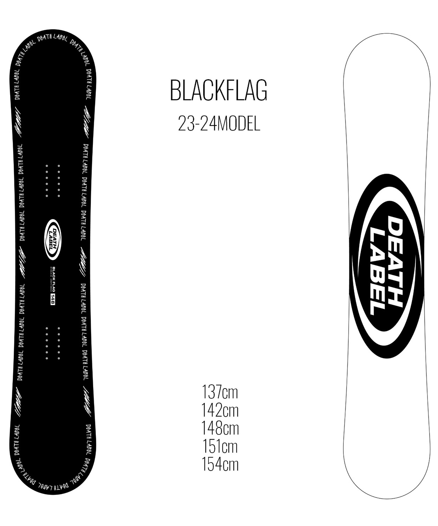 ☆スノーボード＋バインディング 2点セット DEATH LABEL デスレーベル BLACKFLAG BENT METAL ベントメタル BOLT 23-24モデル ムラサキスポーツ(151cm-WHITE-S)
