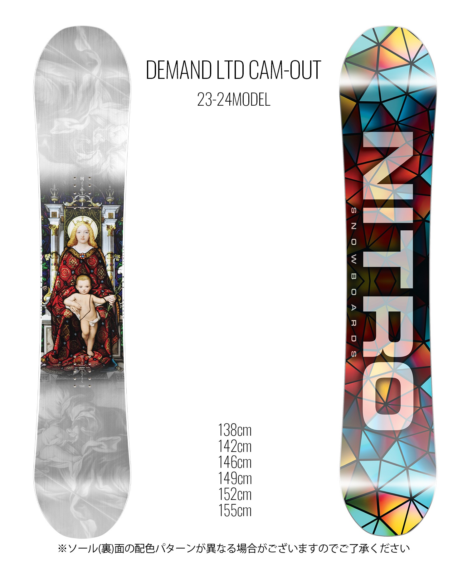 ☆スノーボード＋バインディング 2点セット NITRO ナイトロ DEMAND LTD CAM-OUT UNION ユニオン FLITE PRO 23-24モデル ムラサキスポーツ(152cm-WHITE-S)