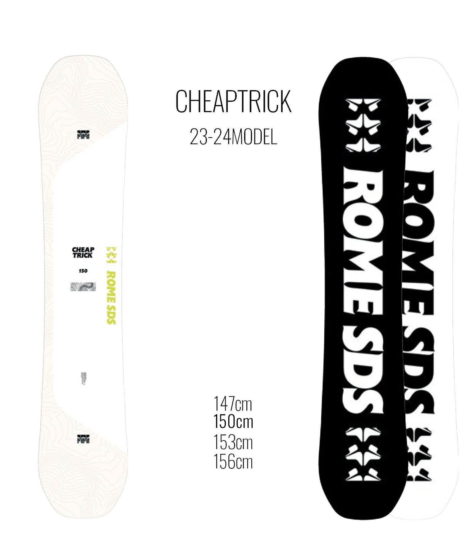 ☆スノーボード＋バインディング 2点セット ROME SDS ローム CHEAPTRICK FLUX フラックス EM 23-24モデル ムラサキスポーツ(147cm-WHITE-S)