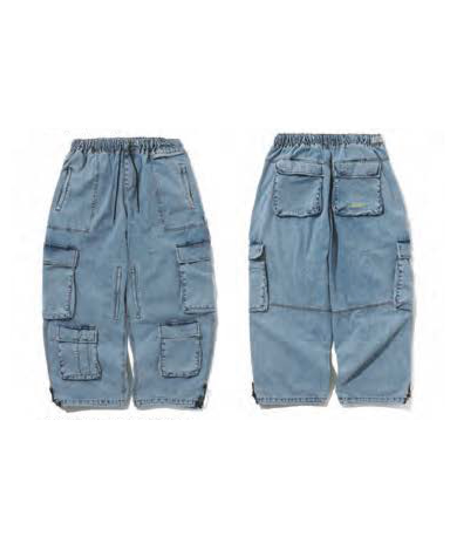 BSRABBIT ビーエスラビット スノーボード ウェア パンツ ユニセックス DSXBS SUPER WIDE POCKET WAX REAL DENIM 24-25(VBL-L)