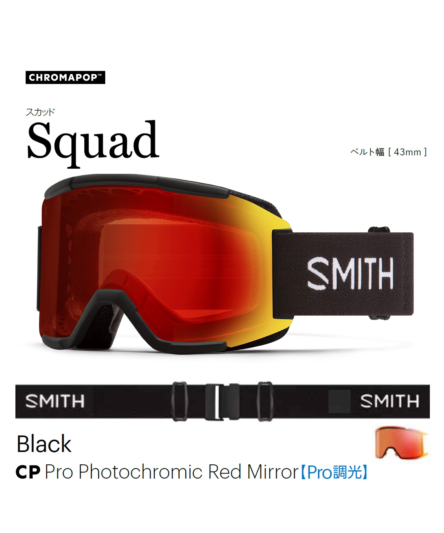 SMITH スミス スノーボード ゴーグル ユニセックス 平面 SQUAD ムラサキスポーツ 24-25モデル LX I20(Black-ONESIZE)