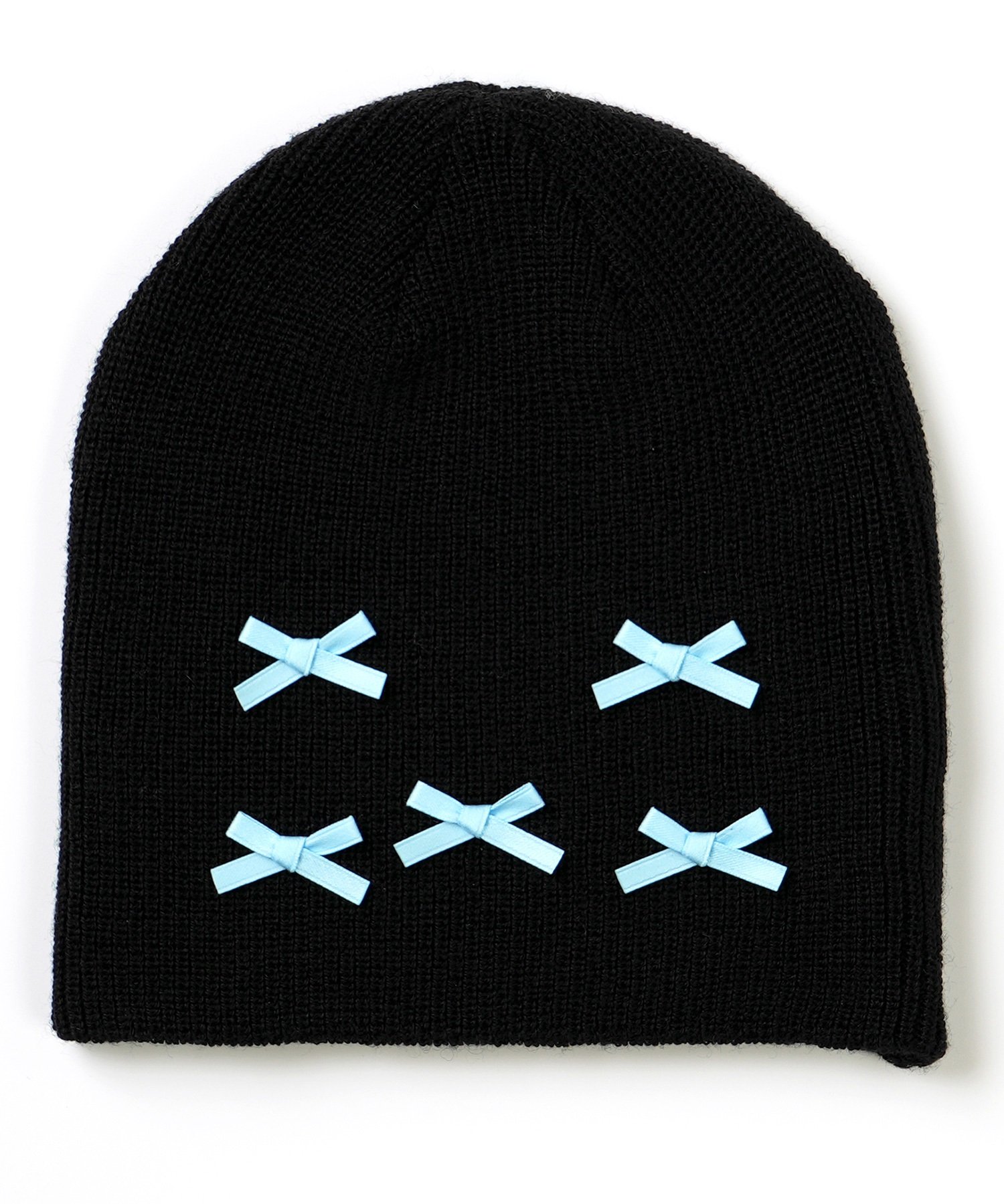 6KNOT シックスノット スノーボード ビーニー レディース ニット帽 MINI BOW BEANIE ムラサキスポーツ 24-25モデル LX J24(BKWH-ONESIZE)