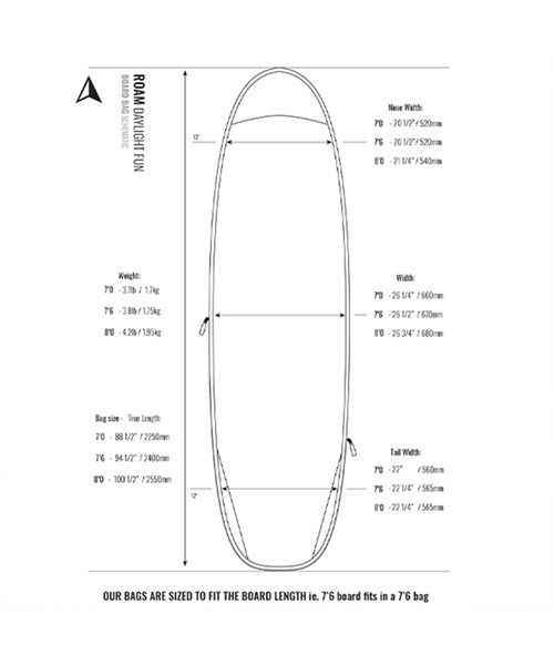 ROAM ローム サーフィン ケース ミッドレングス 7'6 - サーフィン