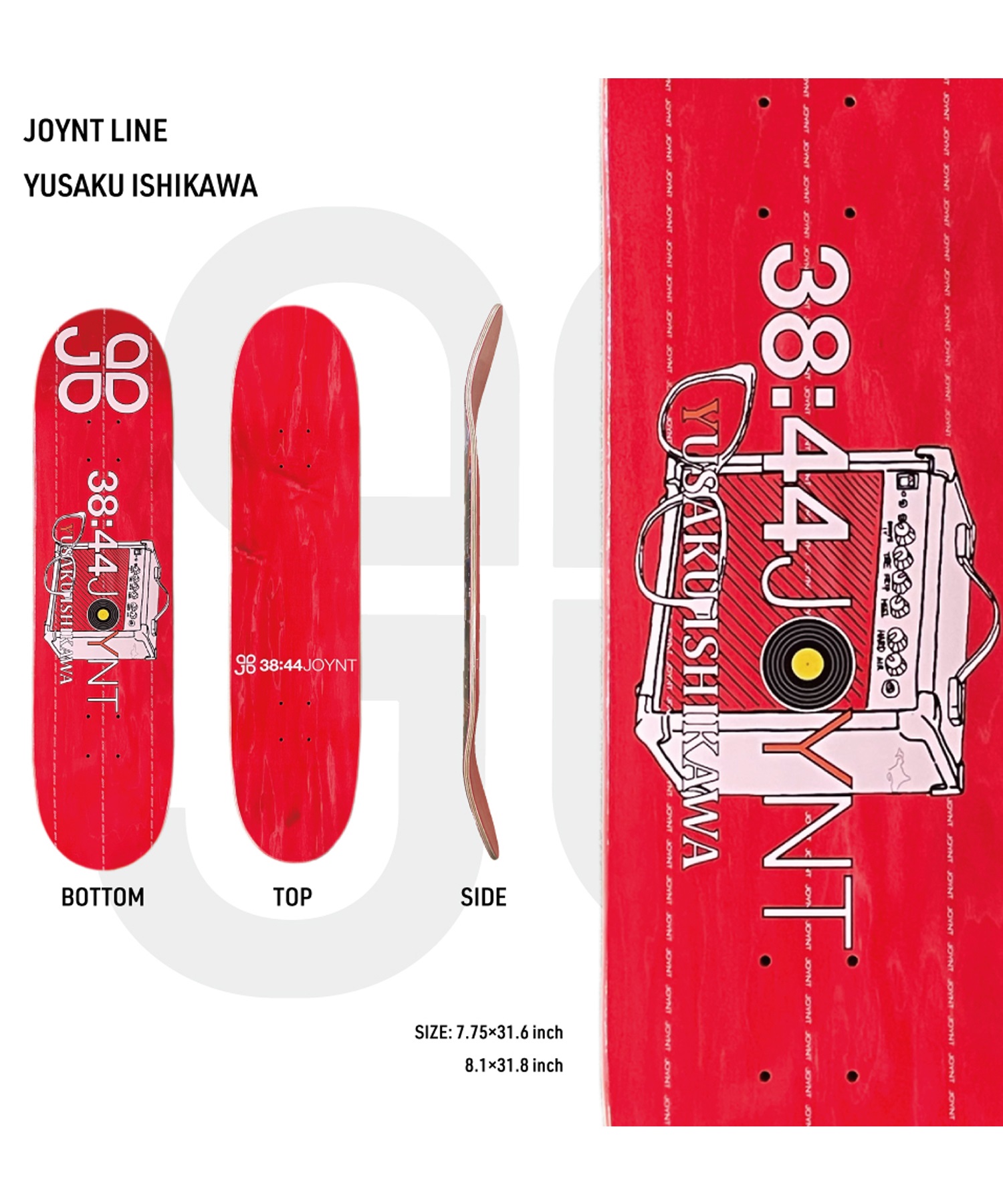 JOYNT ジョイント スケートボード デッキ JOI LINE YUSAKU 7.75inch 