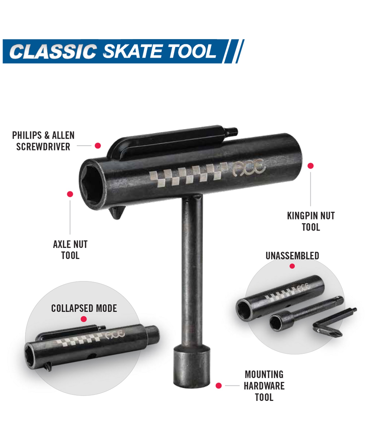 ACE TRUCKS エース トラック スケートボード ツール 工具 CLASSIC SKATE TOOL OSACA1(ONECOLOR-ONESIZE)