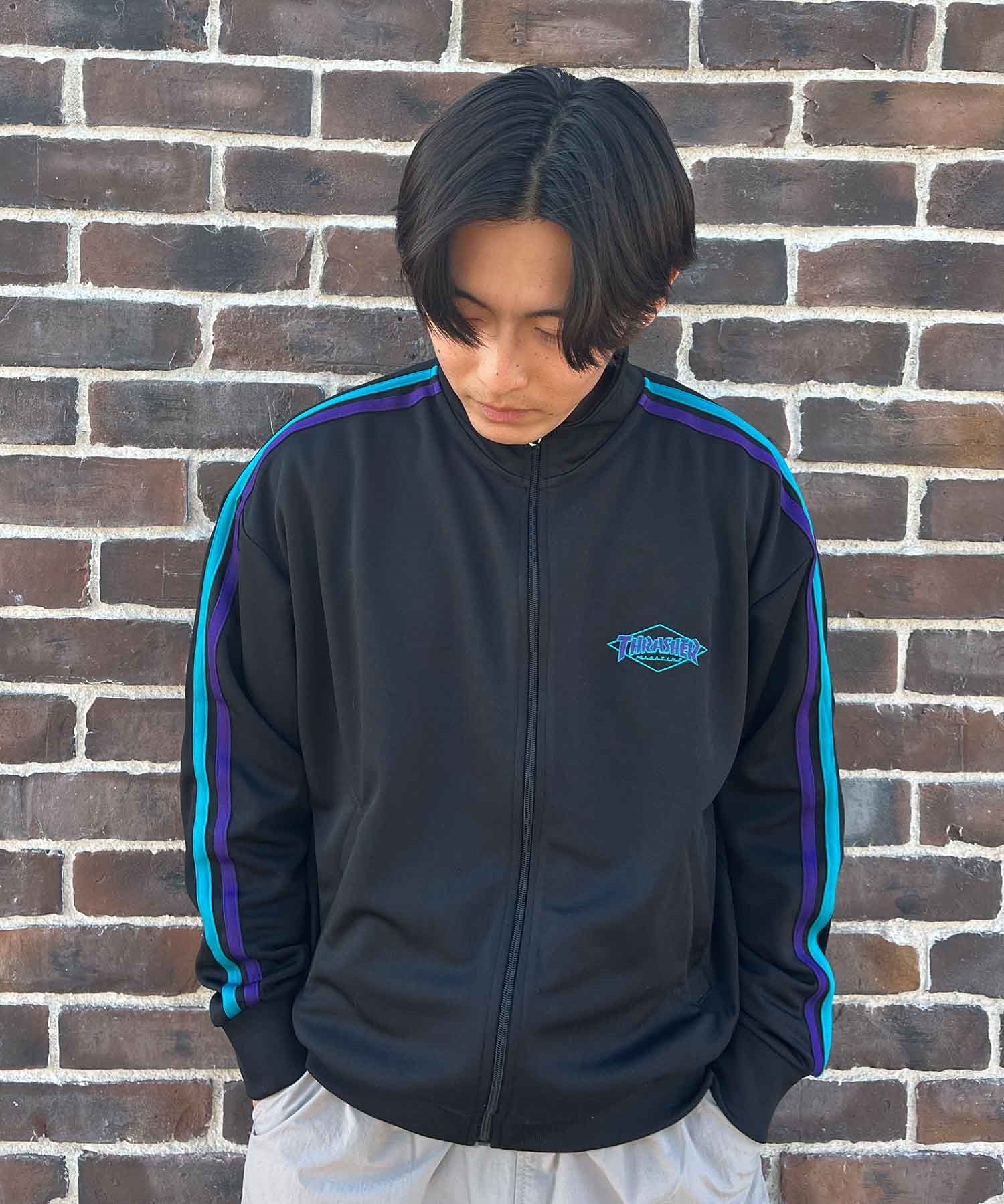 【ムラサキスポーツ別注】THRASHER スラッシャー メンズ トラックジャケット ビッグシルエット スポーツミックス THM-24SPJKT01(BRN-M)