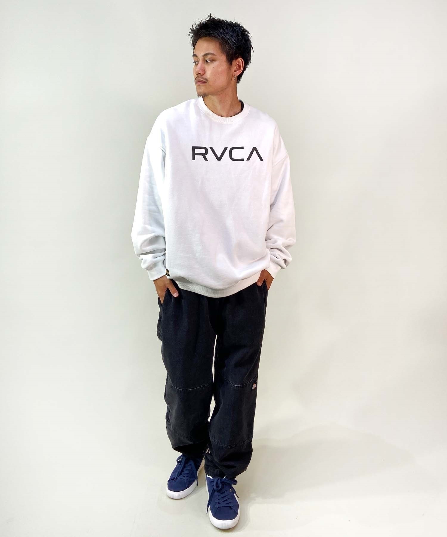 【クーポン対象】RVCA/ルーカ BIG RVCA CR メンズ トレーナー クルーネック スウェット オーバーサイズ 裏起毛 BD042-151(BLK-S)