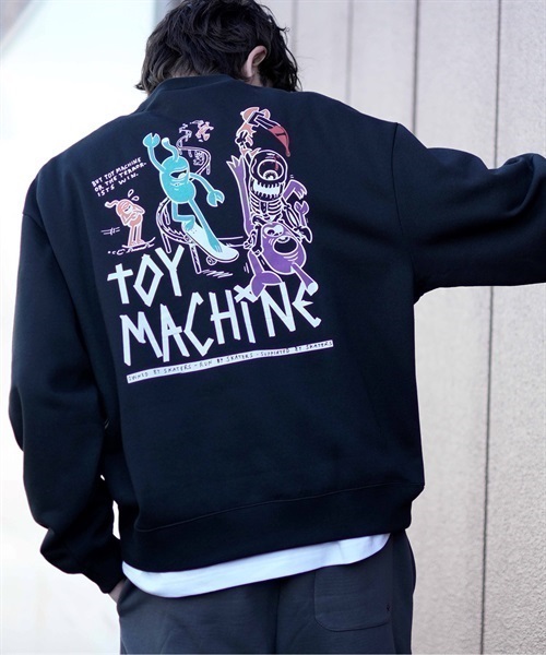 【ムラサキスポーツ限定】TOY MACHINE/トイマシーン トレーナー スウェット クルーネック ビッグシルエット バックプリント 裏起毛 MTMFDSW6(BLACK-M)