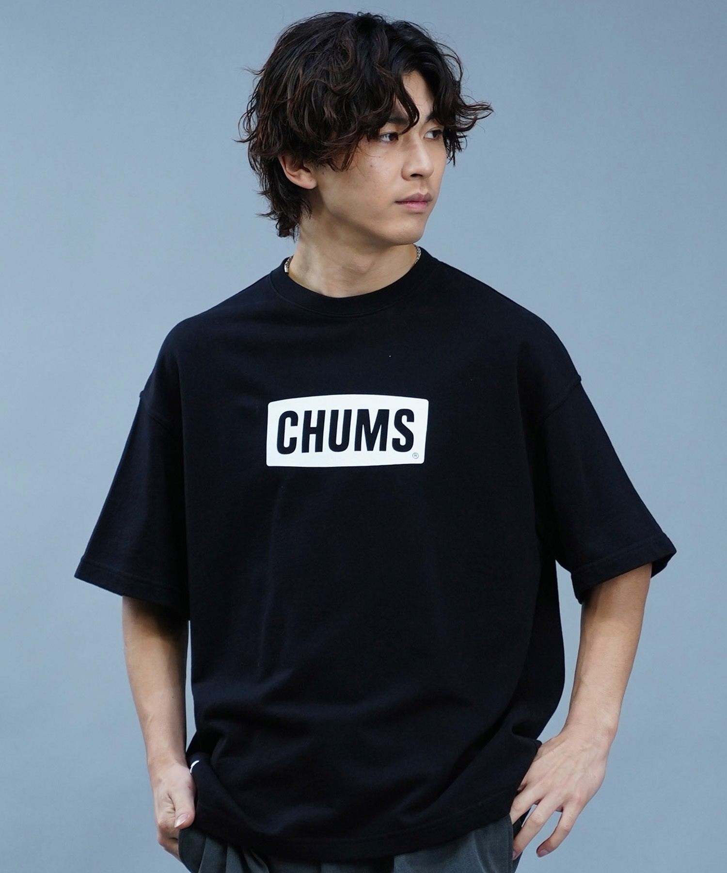 CHUMS チャムス メンズ トレーナー 半袖 クルーネック スウェット ロゴ プリント オーバーサイズ 裏毛 CH00-1446(G074-M)