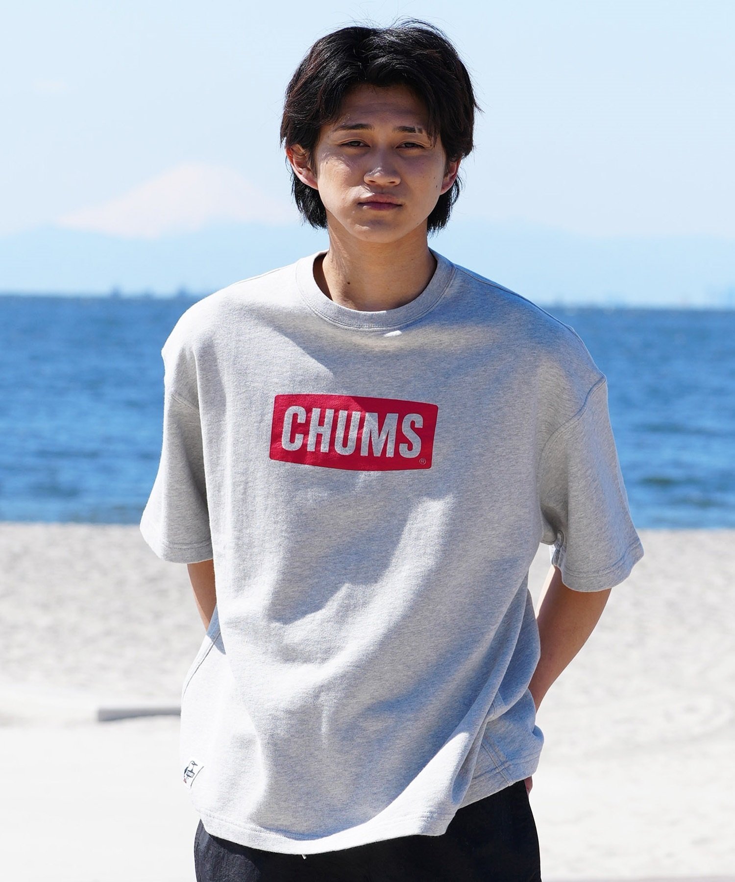 CHUMS チャムス メンズ トレーナー 半袖 クルーネック スウェット ロゴ プリント オーバーサイズ 裏毛 CH00-1446(G074-M)