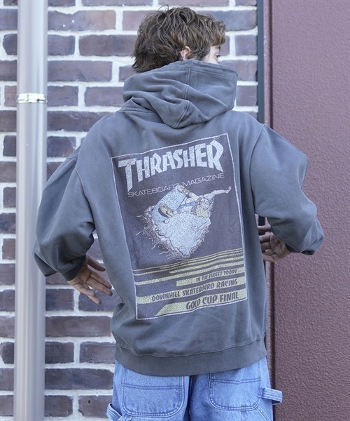 THRASHER/スラッシャー パーカー ピグメント染 カスレバックプリント ヴィンテージライク 23MS-PHD2 ムラサキスポーツ別注(MAR91-M)