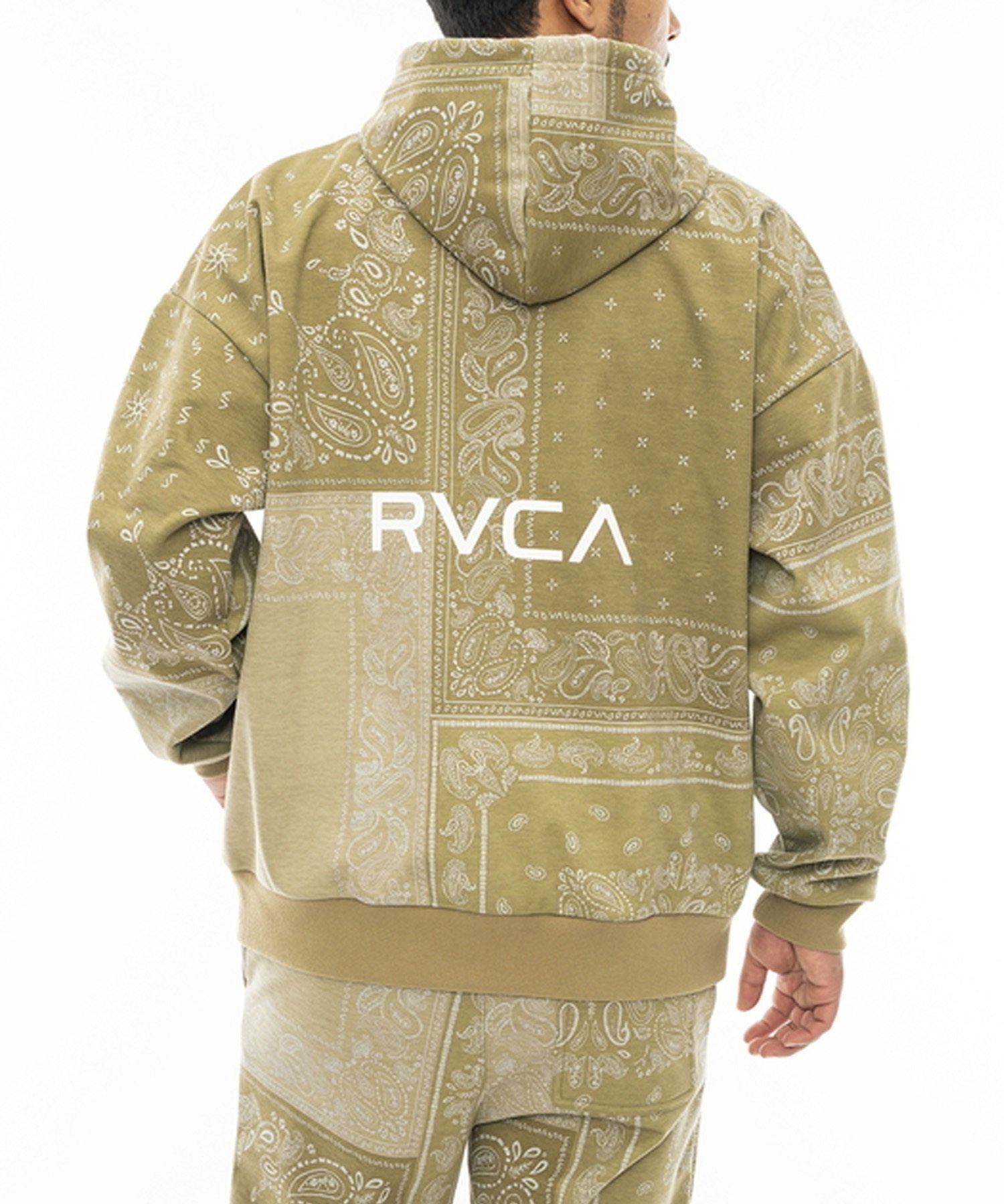 RVCA/ルーカ PATCHWORK BANDANA HOODIE メンズ パーカー プルオーバー スウェット ペイズリー柄 防風 撥水 セットアップ対応 BD042-045(BLK-S)