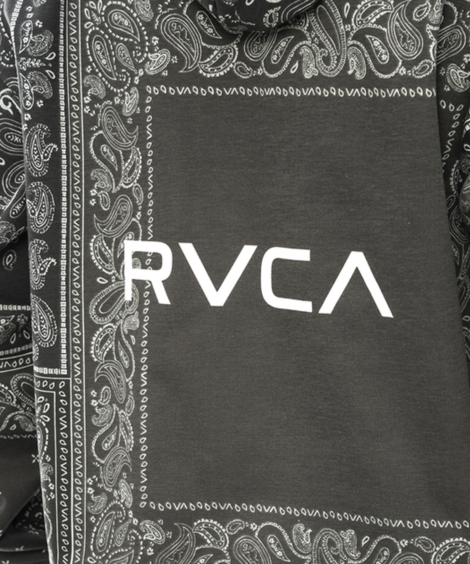 RVCA/ルーカ PATCHWORK BANDANA HOODIE メンズ パーカー プルオーバー スウェット ペイズリー柄 防風 撥水 セットアップ対応 BD042-045(BLK-S)