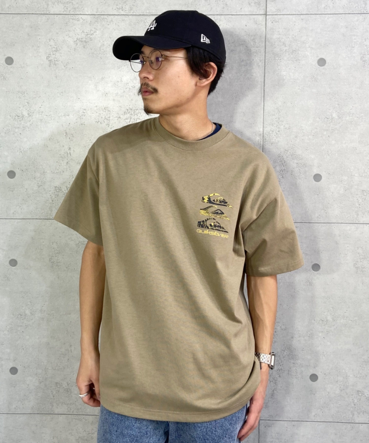 QUIKSILVER クイックシルバー QST221034 メンズ 半袖 Tシャツ バックプリント ルーズシルエット(BLK-M)